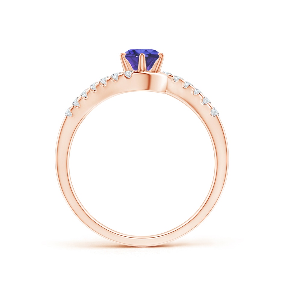 5mm AAA Prong-Set Tanzanite Bypass Ring with Diamond Accents in Rose Gold side-1