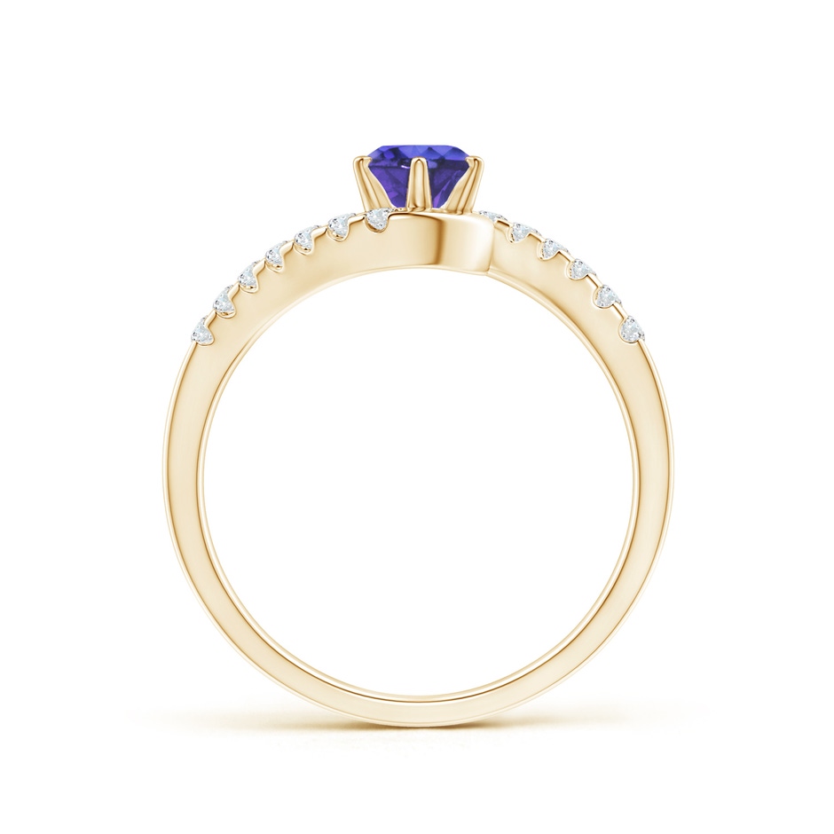 5mm AAA Prong-Set Tanzanite Bypass Ring with Diamond Accents in Yellow Gold side-1