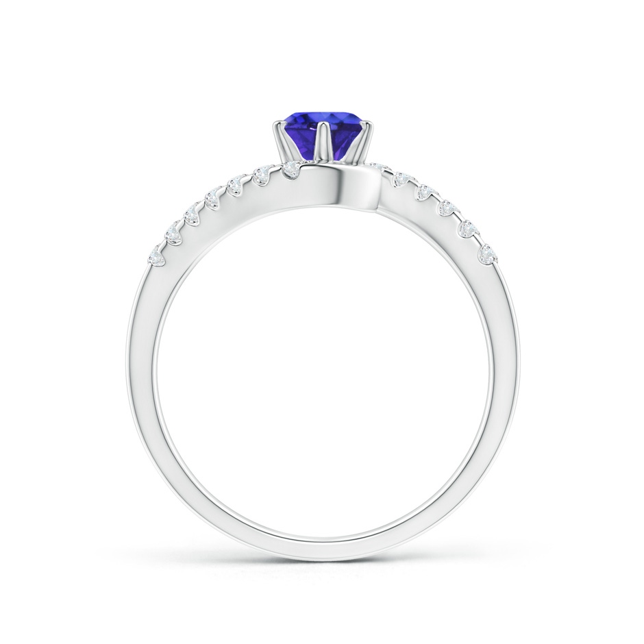 5mm AAAA Prong-Set Tanzanite Bypass Ring with Diamond Accents in White Gold side-1