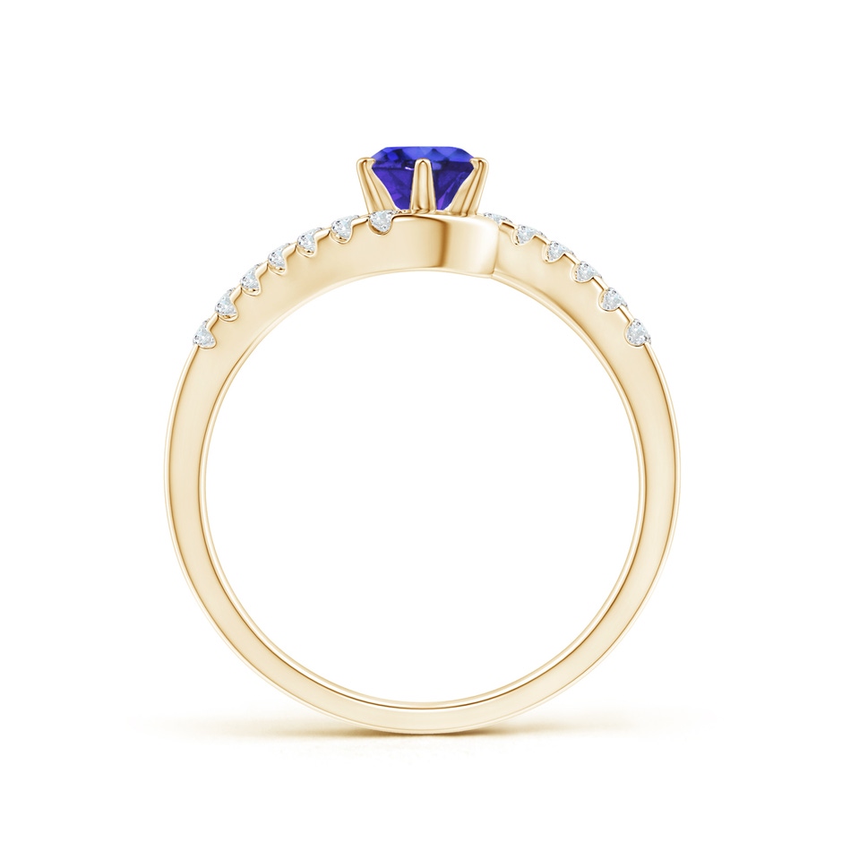 5mm AAAA Prong-Set Tanzanite Bypass Ring with Diamond Accents in Yellow Gold side-1