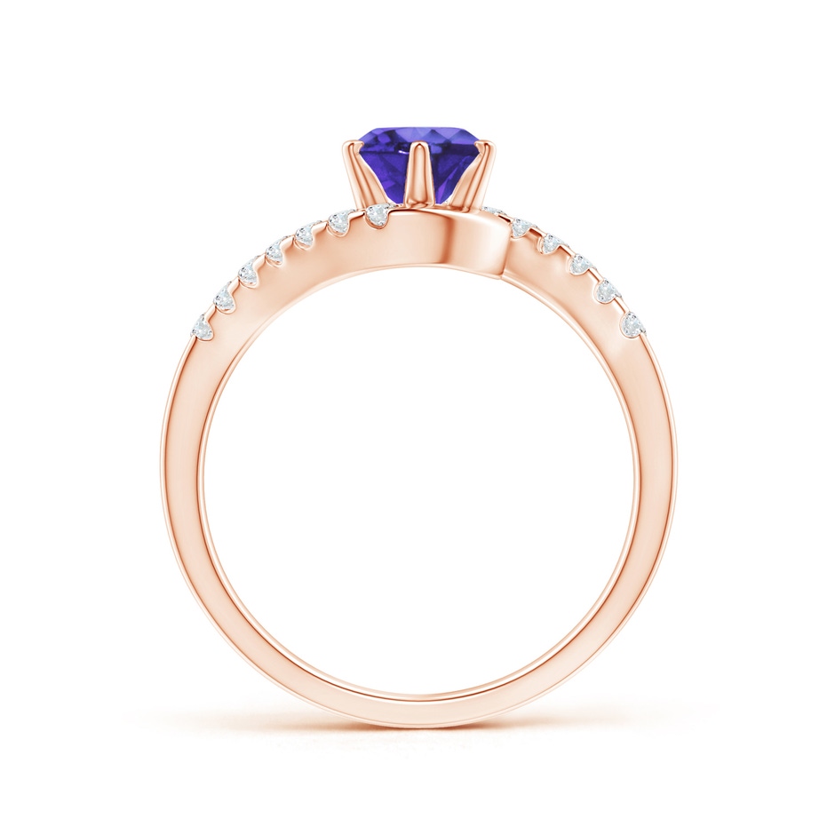 6mm AA Prong-Set Tanzanite Bypass Ring with Diamond Accents in Rose Gold side-1