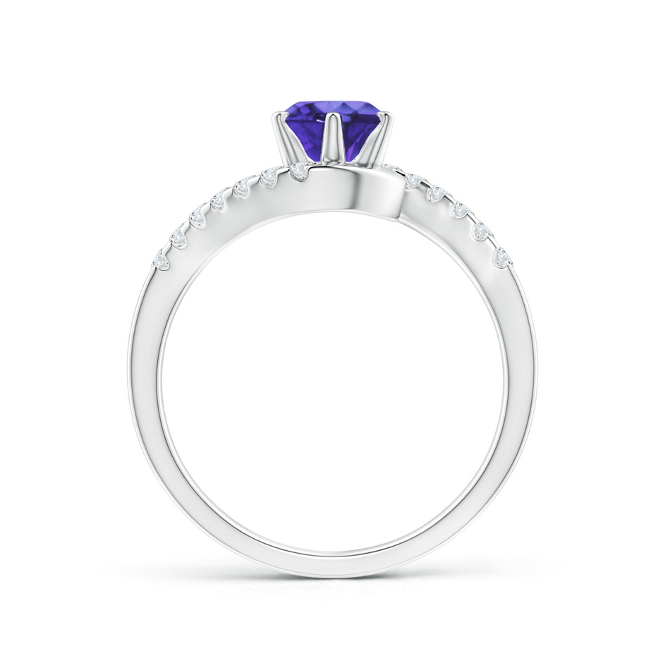 6mm AA Prong-Set Tanzanite Bypass Ring with Diamond Accents in White Gold side-1