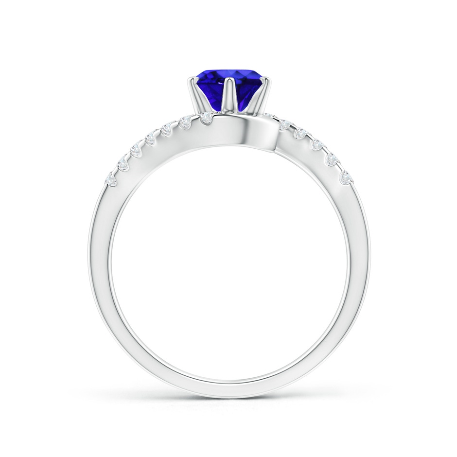 6mm AAA Prong-Set Tanzanite Bypass Ring with Diamond Accents in White Gold side-1