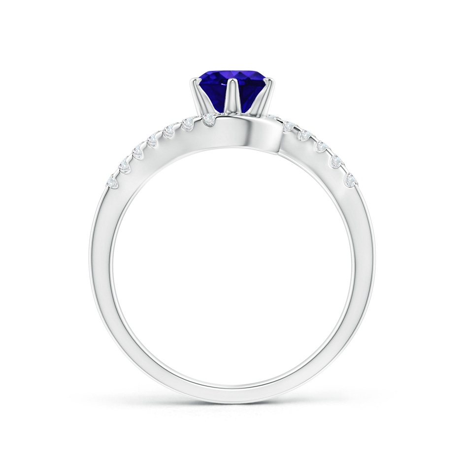 6mm AAAA Prong-Set Tanzanite Bypass Ring with Diamond Accents in White Gold side-1