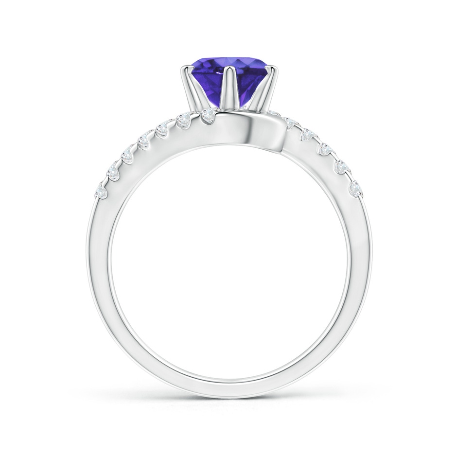 7mm AA Prong-Set Tanzanite Bypass Ring with Diamond Accents in White Gold side-1