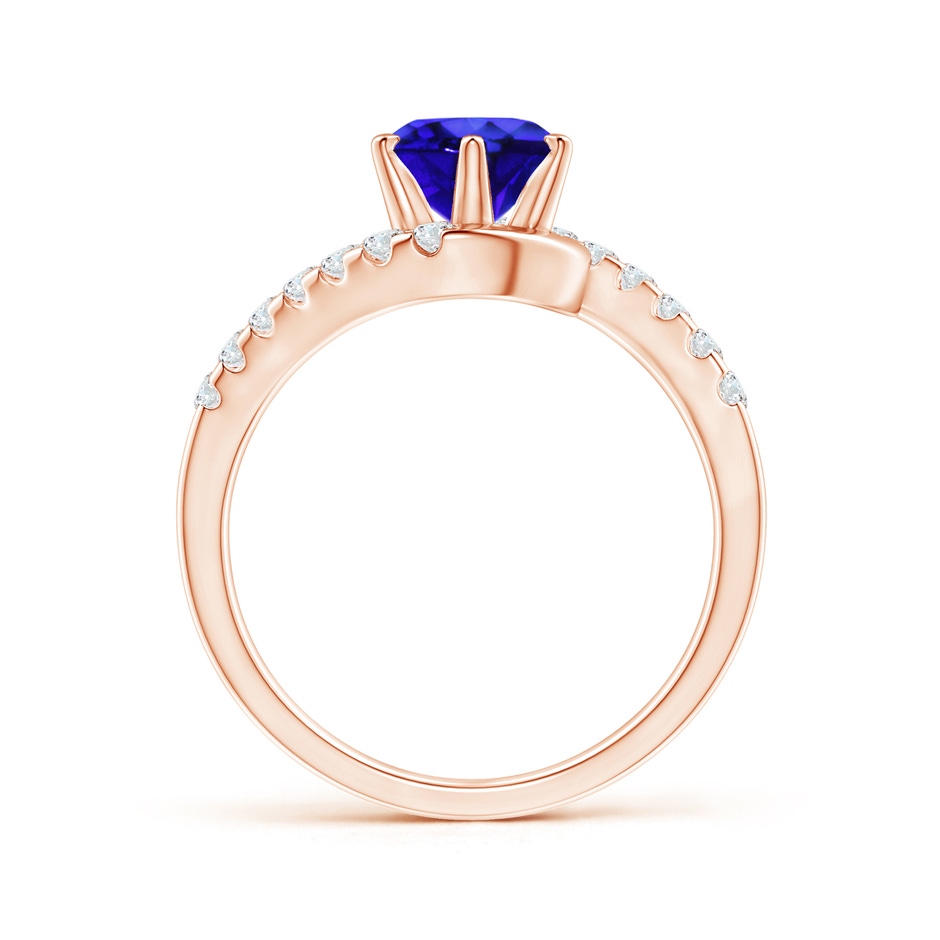 7mm AAA Prong-Set Tanzanite Bypass Ring with Diamond Accents in Rose Gold side-1