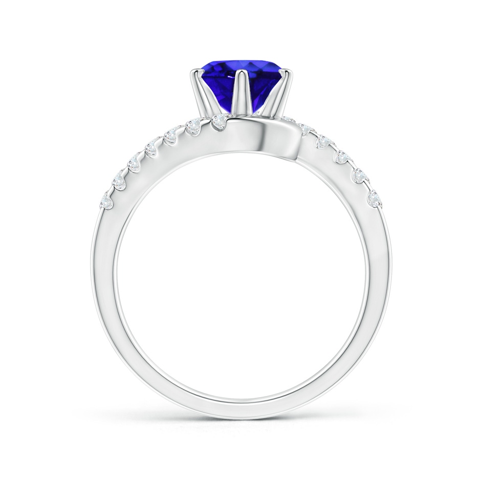 7mm AAA Prong-Set Tanzanite Bypass Ring with Diamond Accents in White Gold side-1