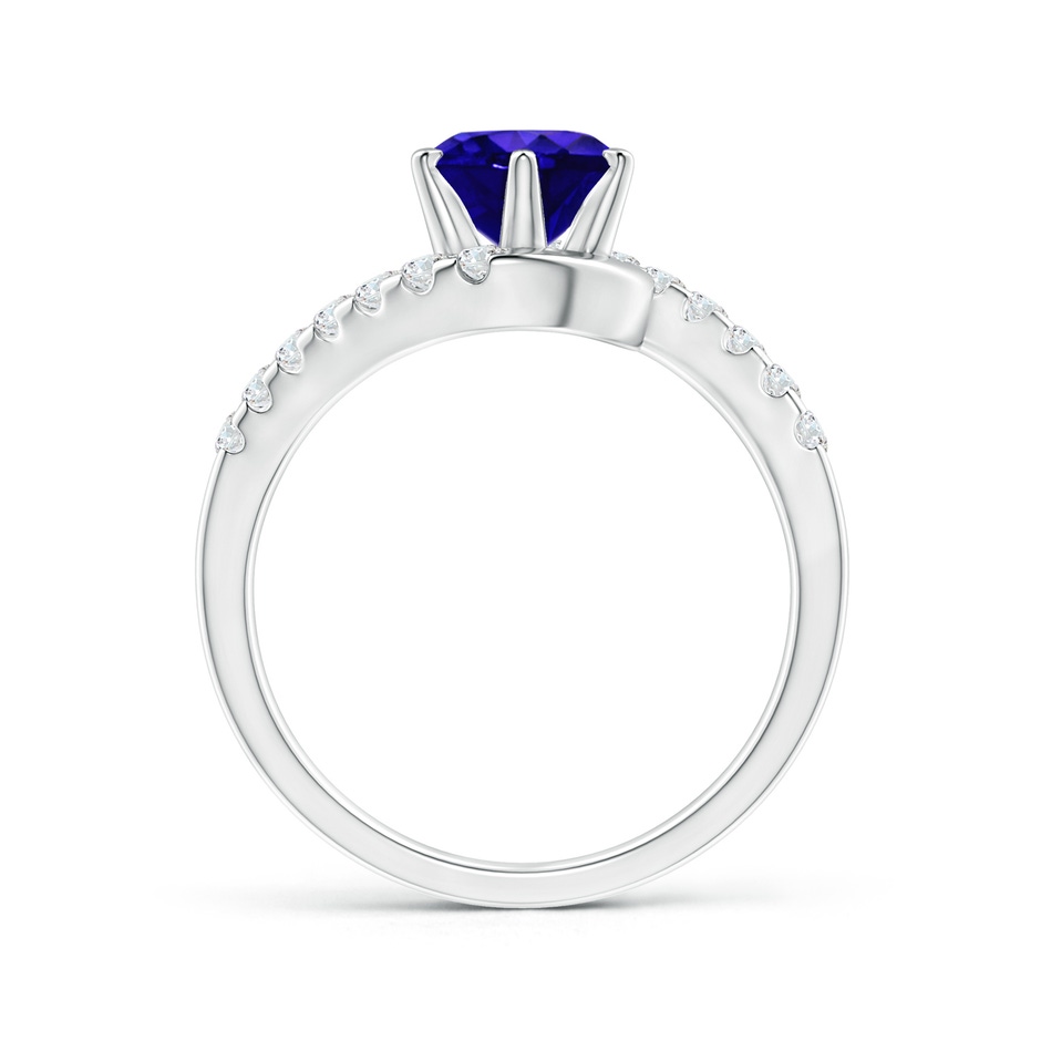 7mm AAAA Prong-Set Tanzanite Bypass Ring with Diamond Accents in P950 Platinum side-1