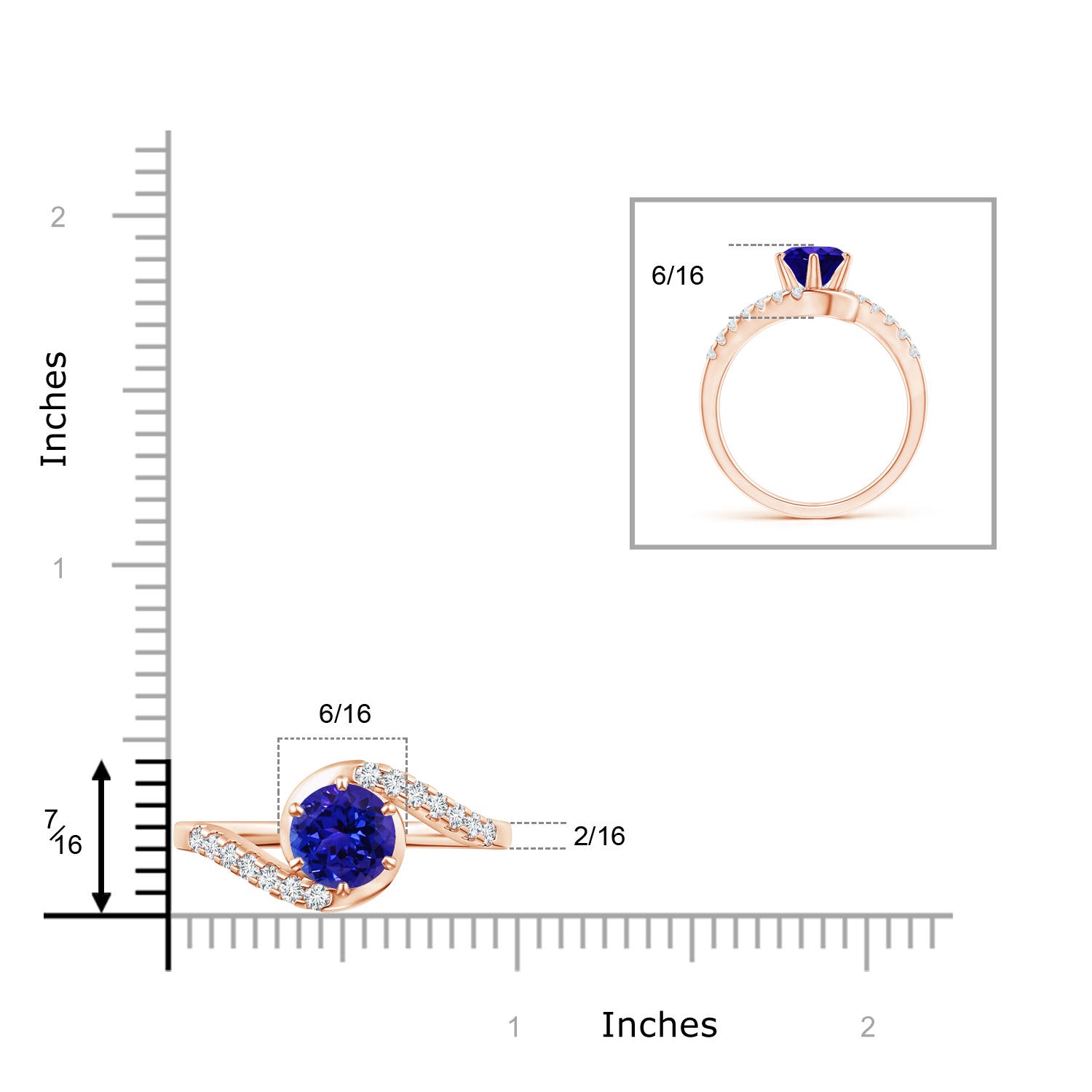 AAAA - Tanzanite / 1.8 CT / 14 KT Rose Gold