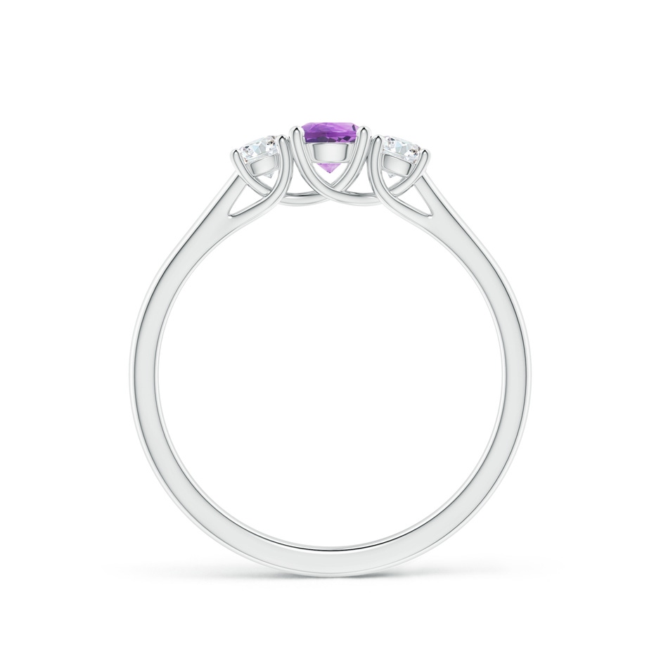 4mm A Classic Round Amethyst and Diamond Three Stone Ring in White Gold side-1