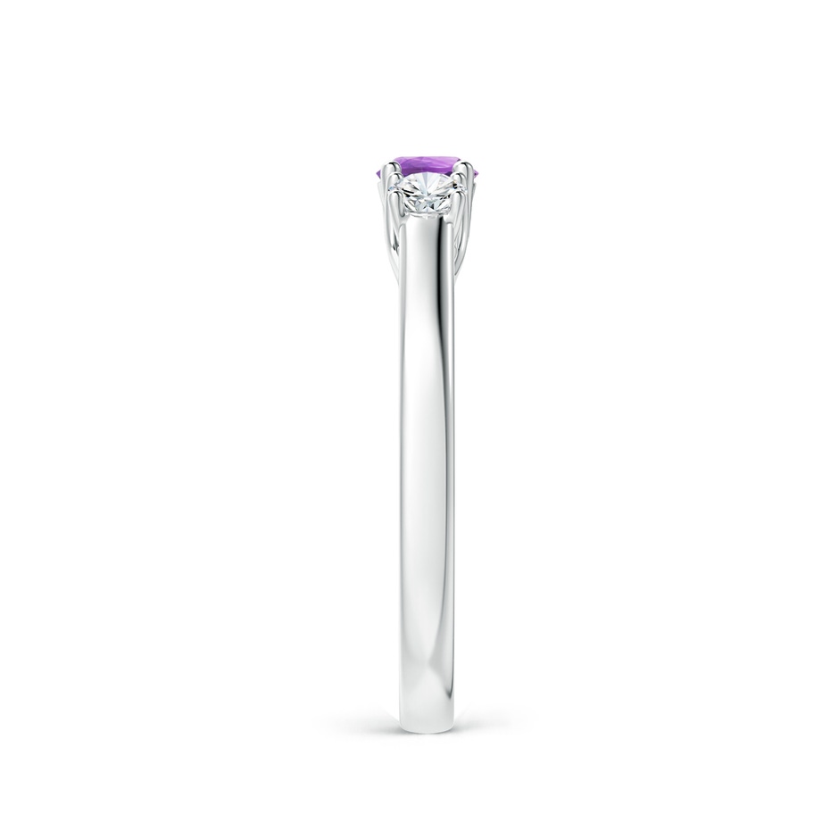 4mm A Classic Round Amethyst and Diamond Three Stone Ring in White Gold side-2