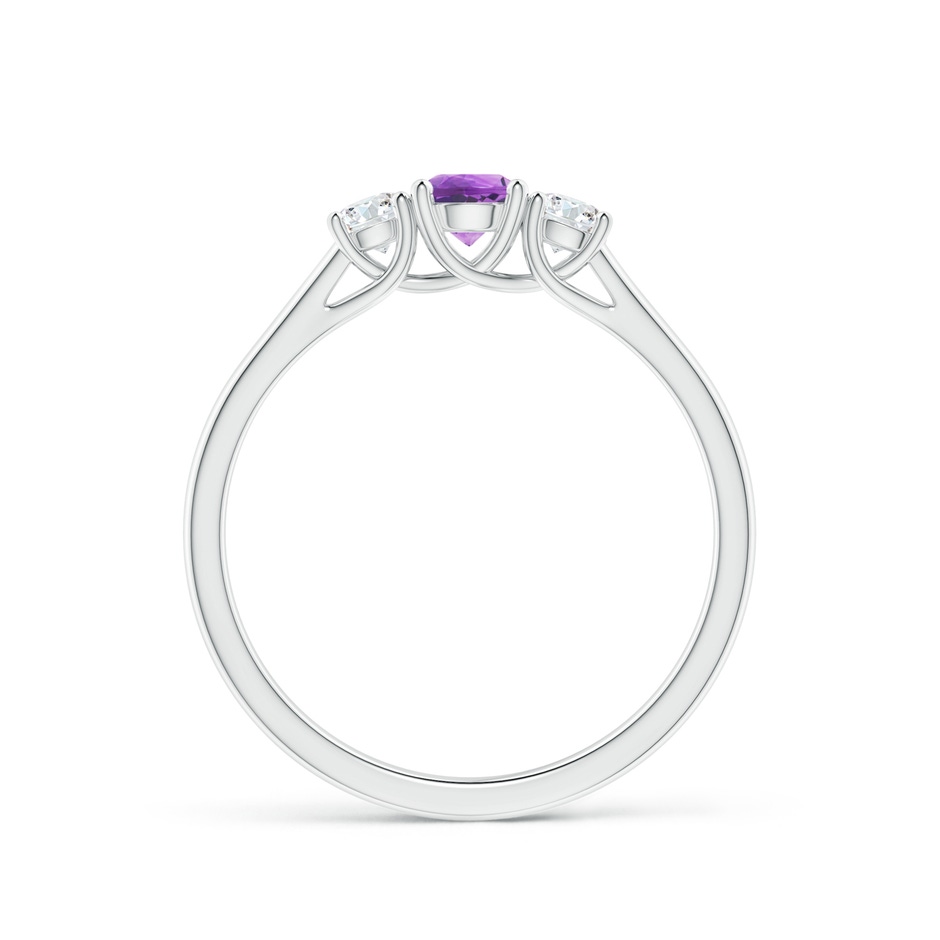 4mm AA Classic Round Amethyst and Diamond Three Stone Ring in White Gold side-1