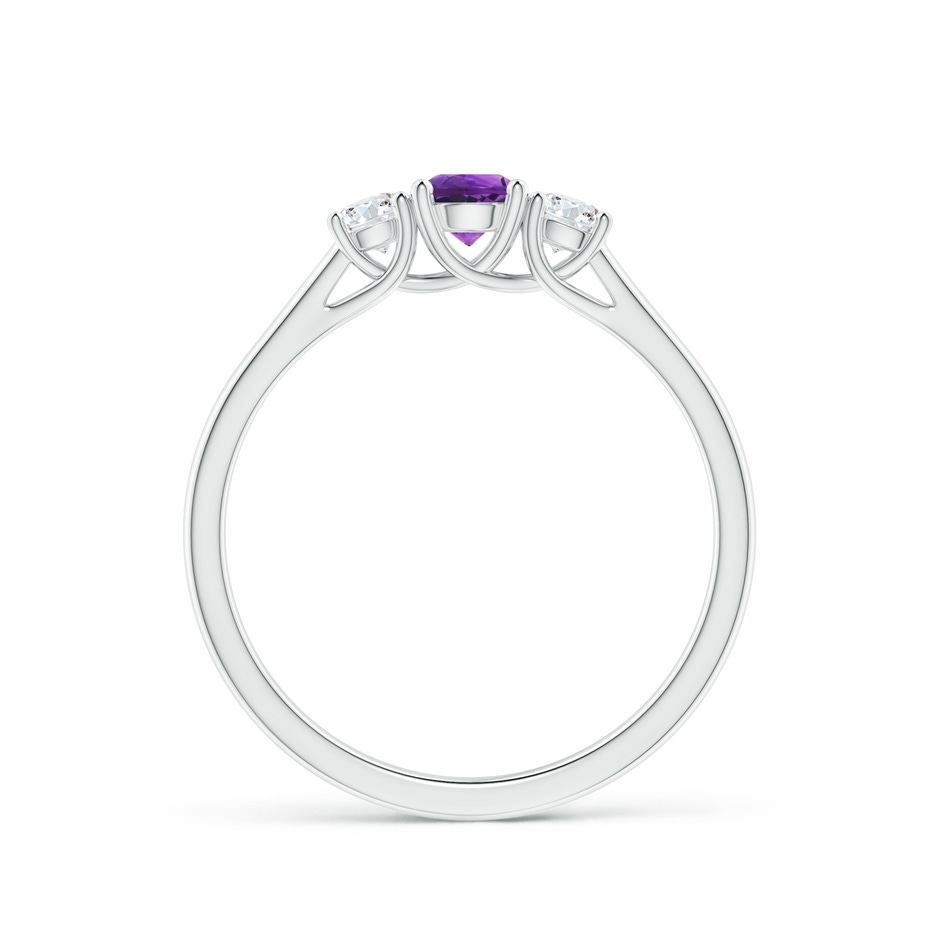 4mm AAAA Classic Round Amethyst and Diamond Three Stone Ring in P950 Platinum side-1