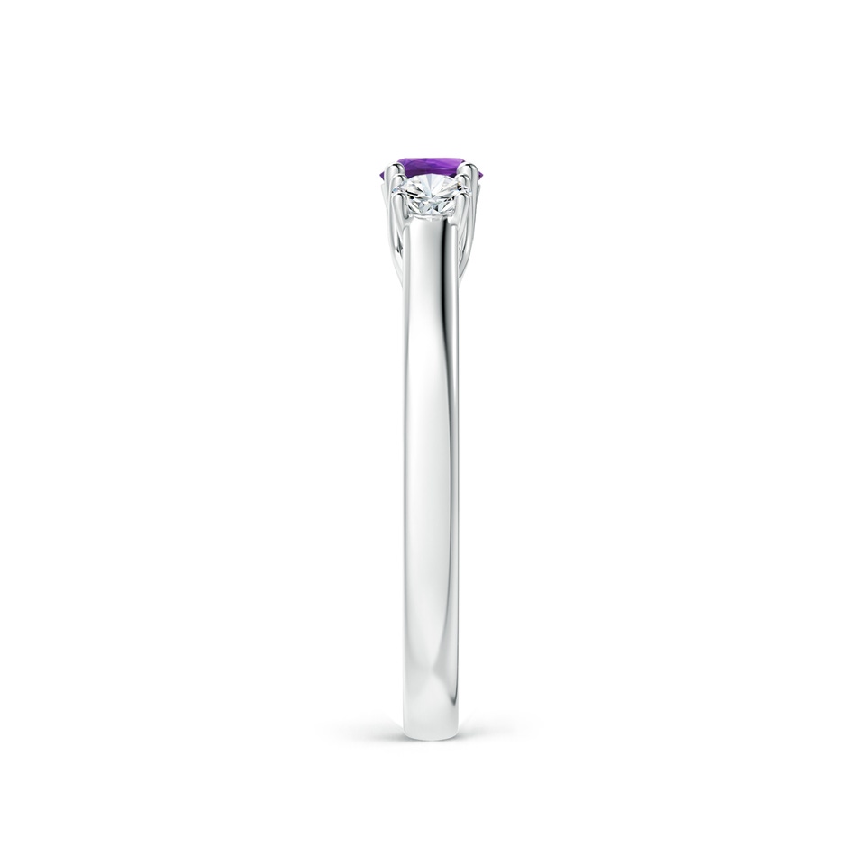 4mm AAAA Classic Round Amethyst and Diamond Three Stone Ring in P950 Platinum side-2