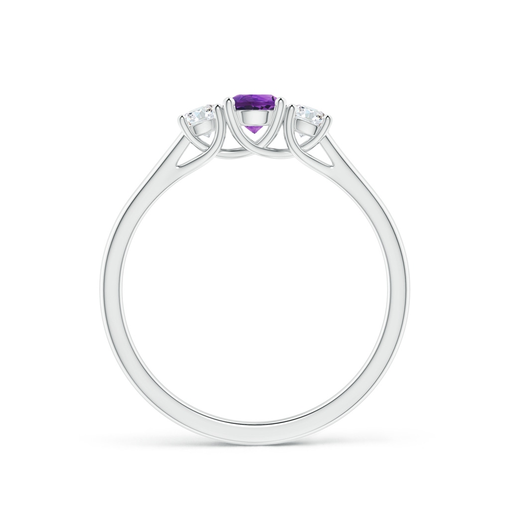 4mm AAAA Classic Round Amethyst and Diamond Three Stone Ring in White Gold - side_1