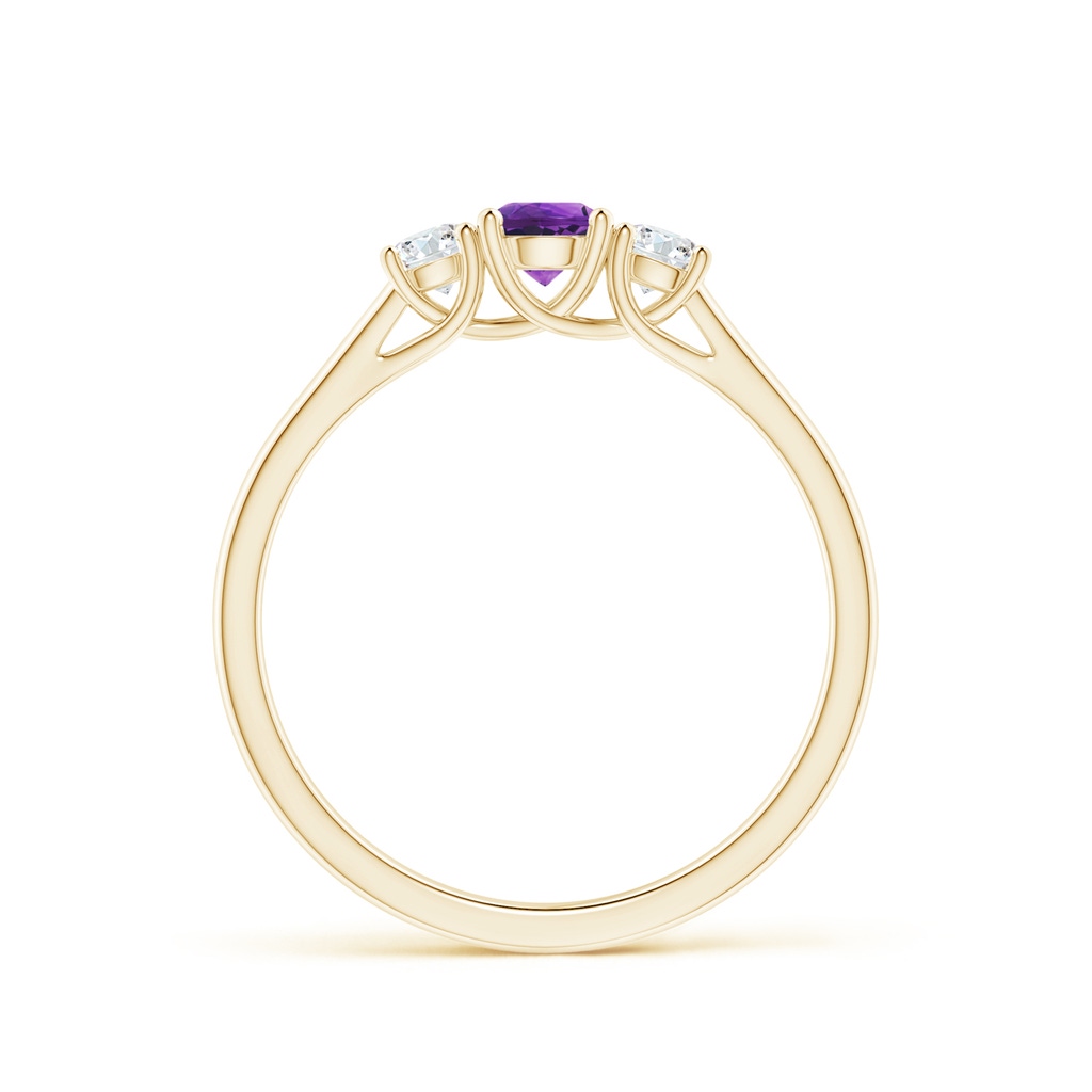 4mm AAAA Classic Round Amethyst and Diamond Three Stone Ring in Yellow Gold - side_1