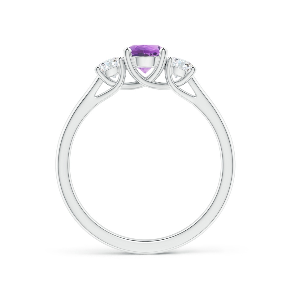 5mm A Classic Round Amethyst and Diamond Three Stone Ring in White Gold side-1