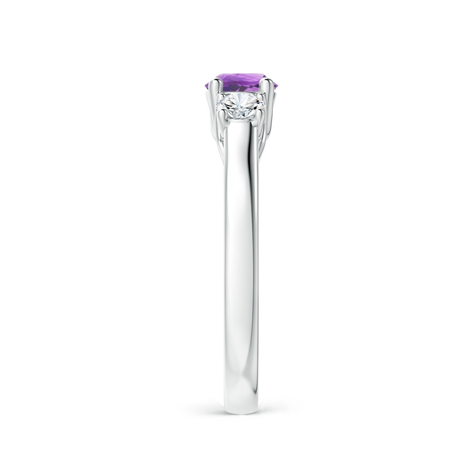5mm A Classic Round Amethyst and Diamond Three Stone Ring in White Gold side-2