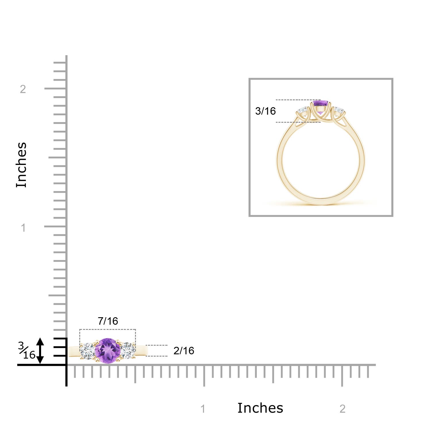 A - Amethyst / 0.77 CT / 14 KT Yellow Gold