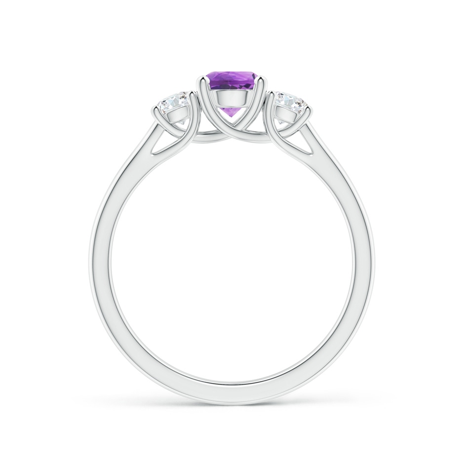 5mm AA Classic Round Amethyst and Diamond Three Stone Ring in White Gold side-1