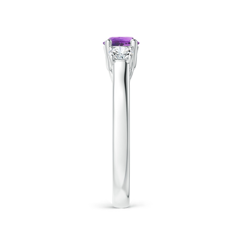 5mm AA Classic Round Amethyst and Diamond Three Stone Ring in White Gold side-2