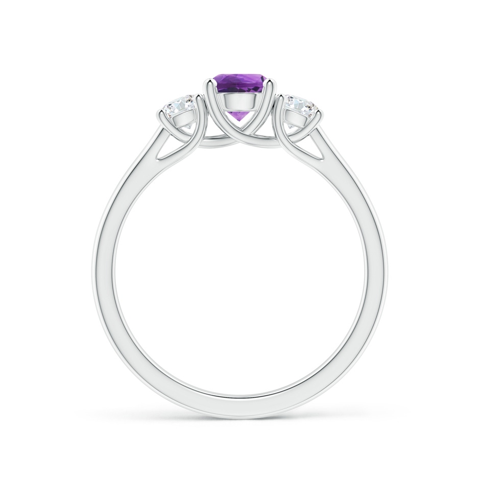 5mm AAA Classic Round Amethyst and Diamond Three Stone Ring in P950 Platinum side-1