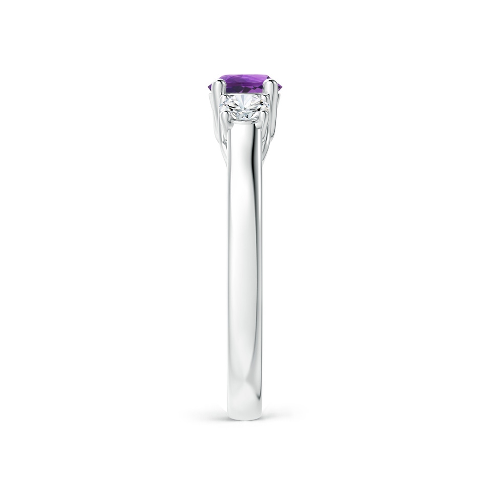 5mm AAA Classic Round Amethyst and Diamond Three Stone Ring in P950 Platinum side-2