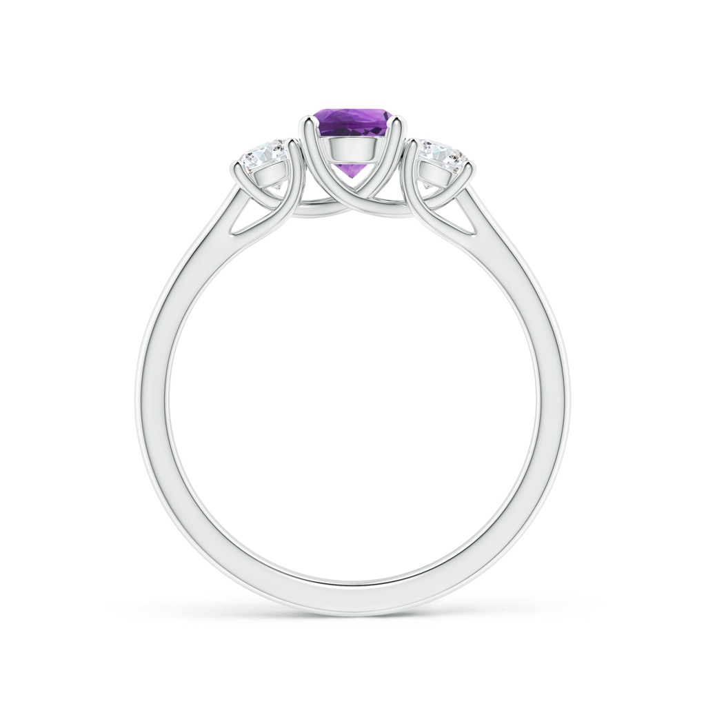 5mm AAA Classic Round Amethyst and Diamond Three Stone Ring in White Gold - side_1