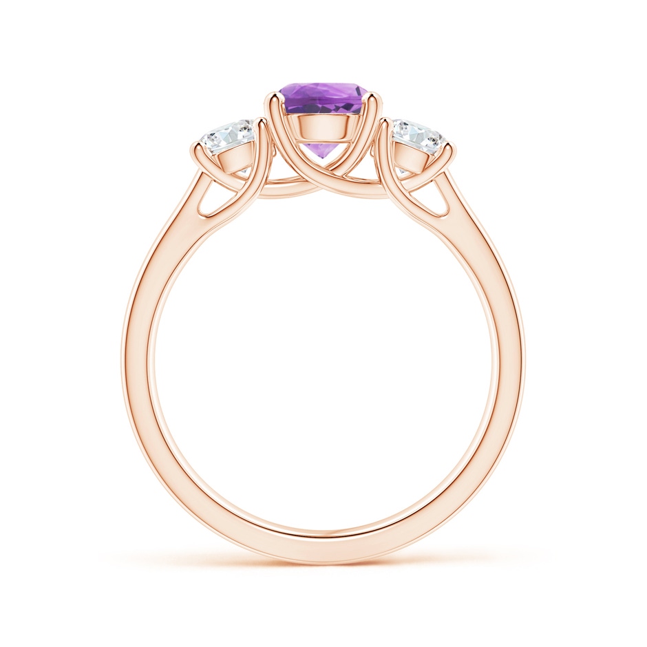 6mm A Classic Round Amethyst and Diamond Three Stone Ring in Rose Gold side-1