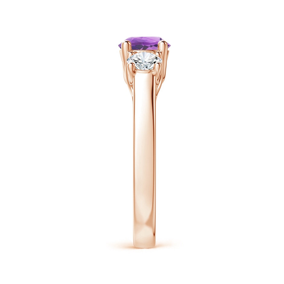 6mm A Classic Round Amethyst and Diamond Three Stone Ring in Rose Gold side-2