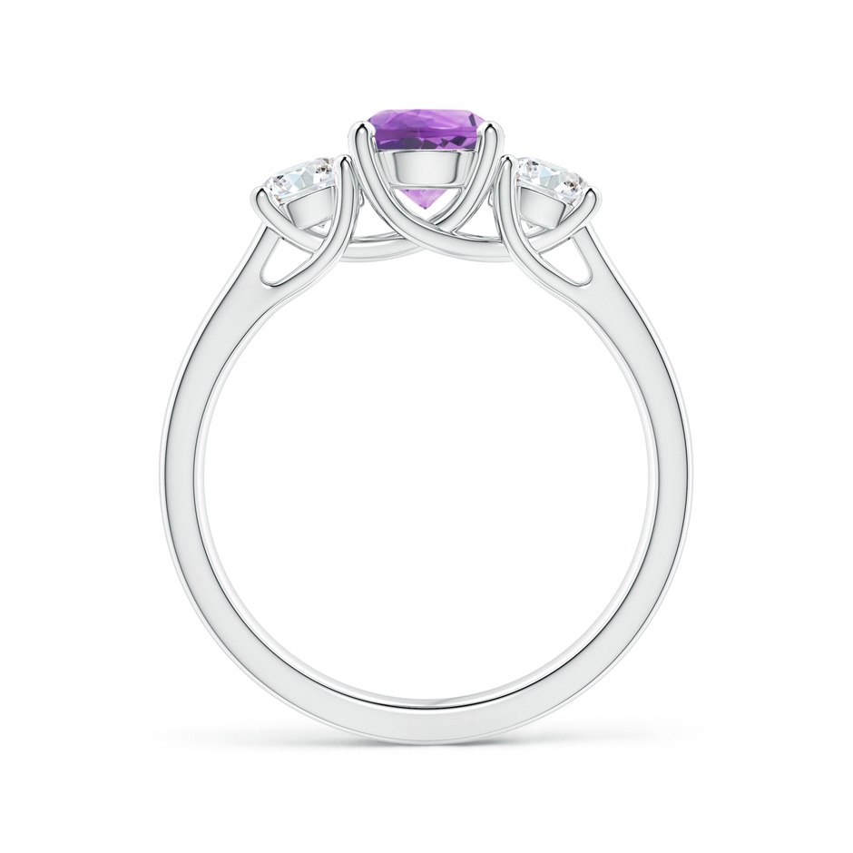6mm A Classic Round Amethyst and Diamond Three Stone Ring in White Gold side-1