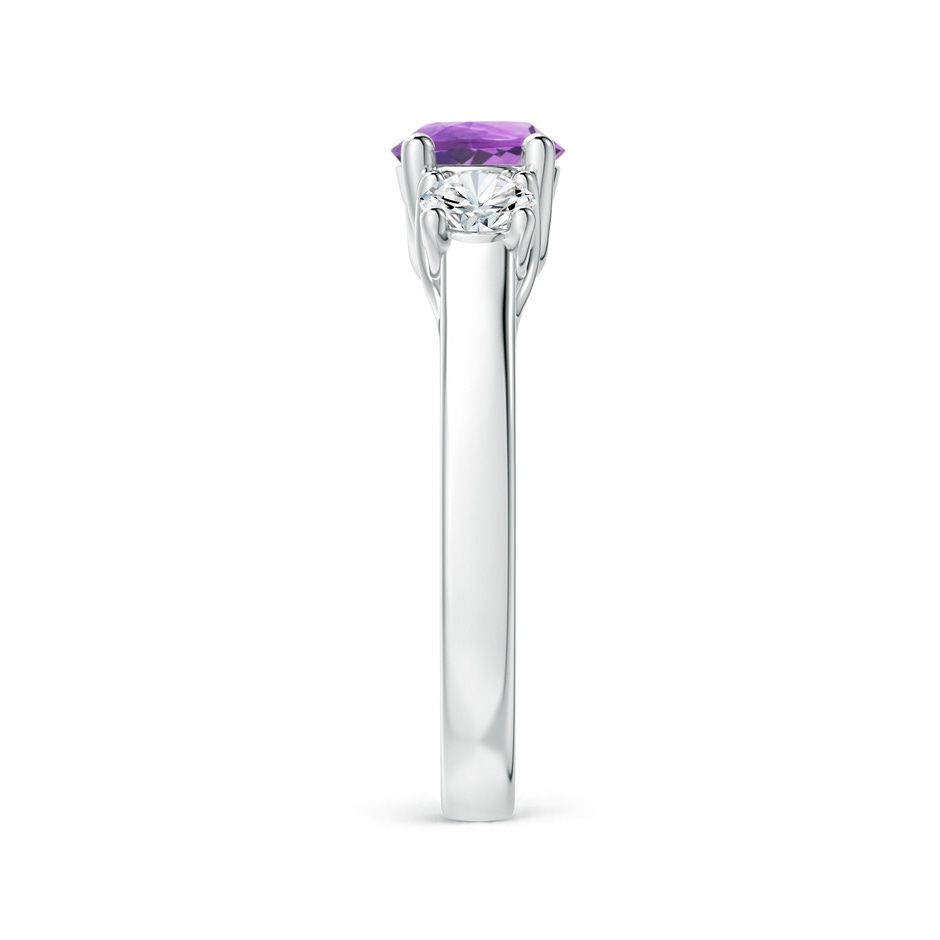 6mm A Classic Round Amethyst and Diamond Three Stone Ring in White Gold side-2