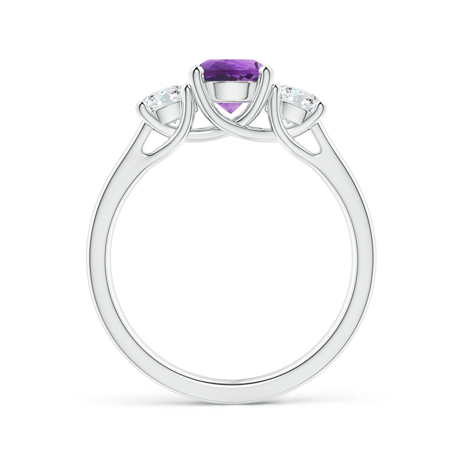 6mm AAA Classic Round Amethyst and Diamond Three Stone Ring in White Gold side-1