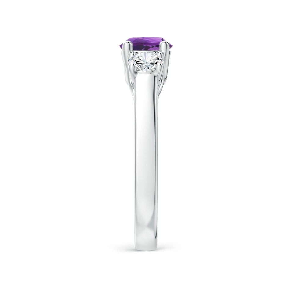 6mm AAA Classic Round Amethyst and Diamond Three Stone Ring in White Gold side-2