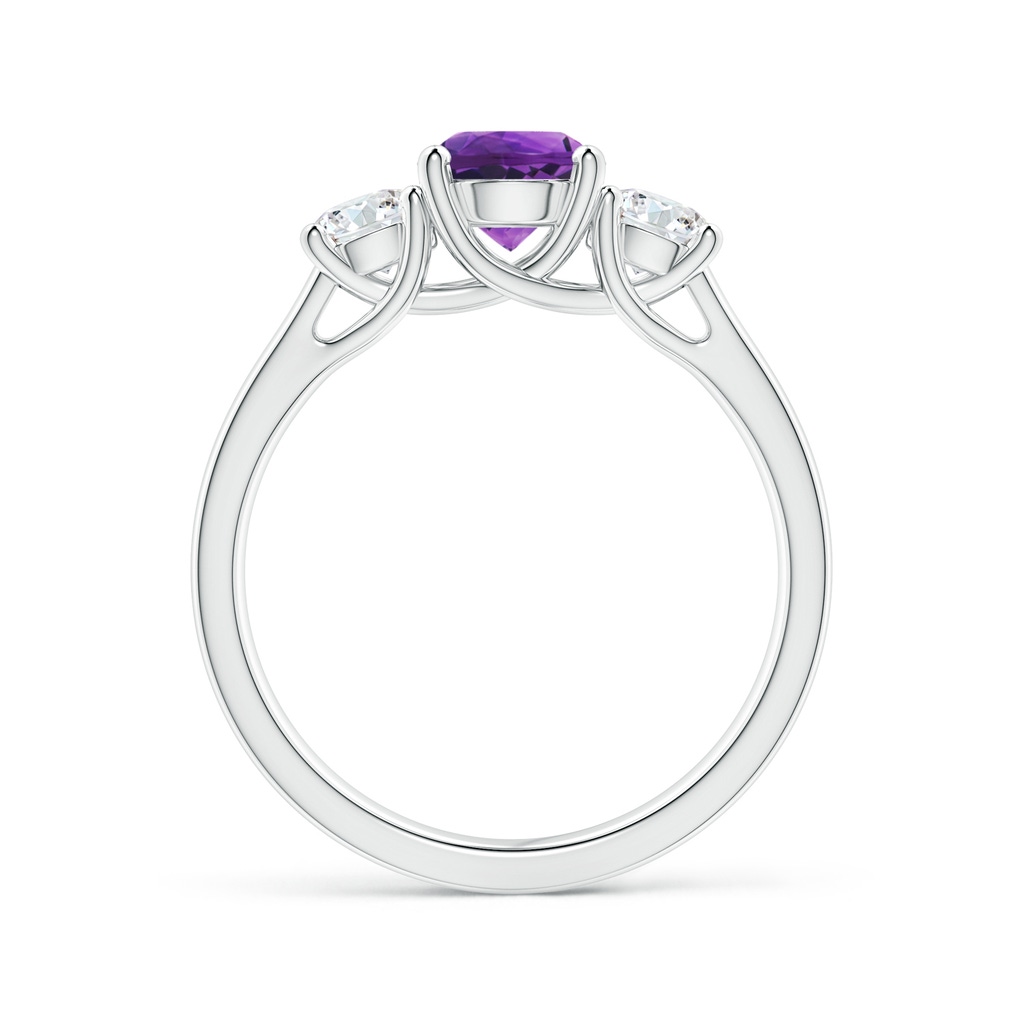 6mm AAAA Classic Round Amethyst and Diamond Three Stone Ring in P950 Platinum Side-1