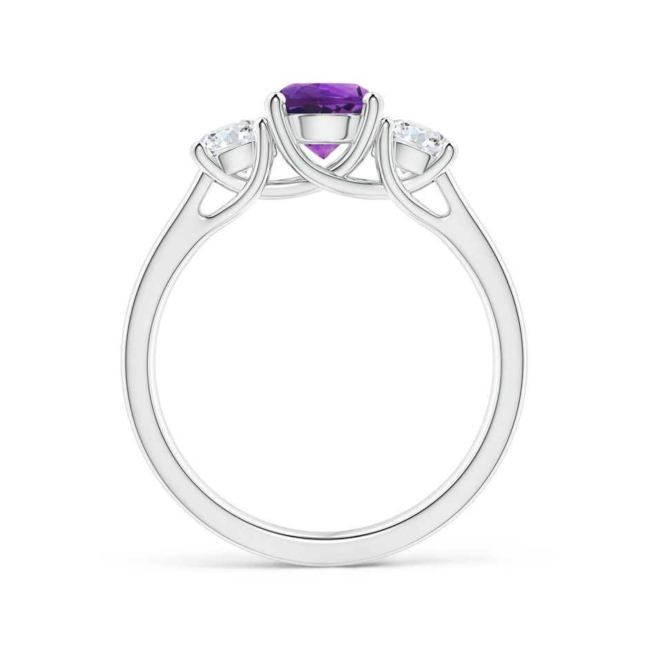 6mm AAAA Classic Round Amethyst and Diamond Three Stone Ring in P950 Platinum side-1