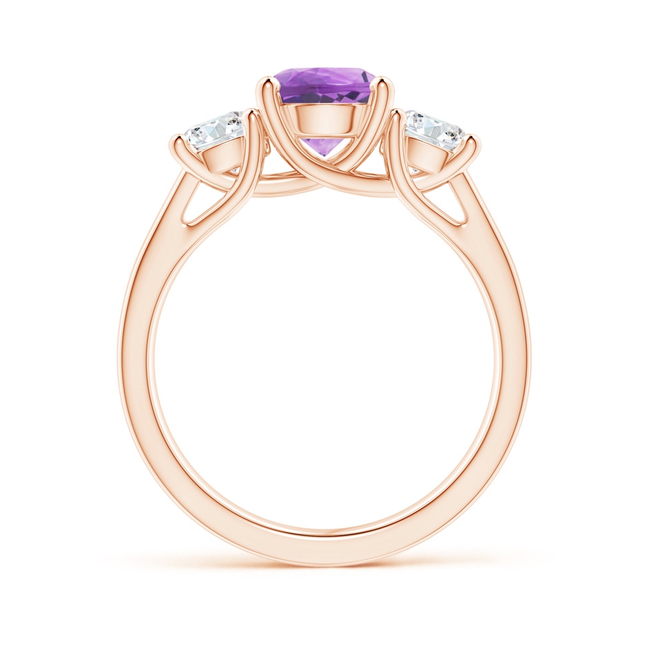 7mm A Classic Round Amethyst and Diamond Three Stone Ring in Rose Gold side-1