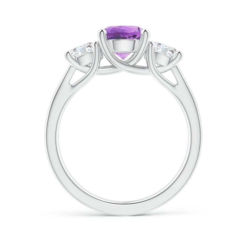 7mm A Classic Round Amethyst and Diamond Three Stone Ring in White Gold side-1