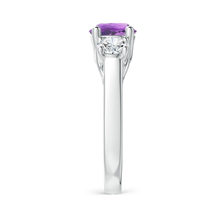 7mm A Classic Round Amethyst and Diamond Three Stone Ring in White Gold side-2