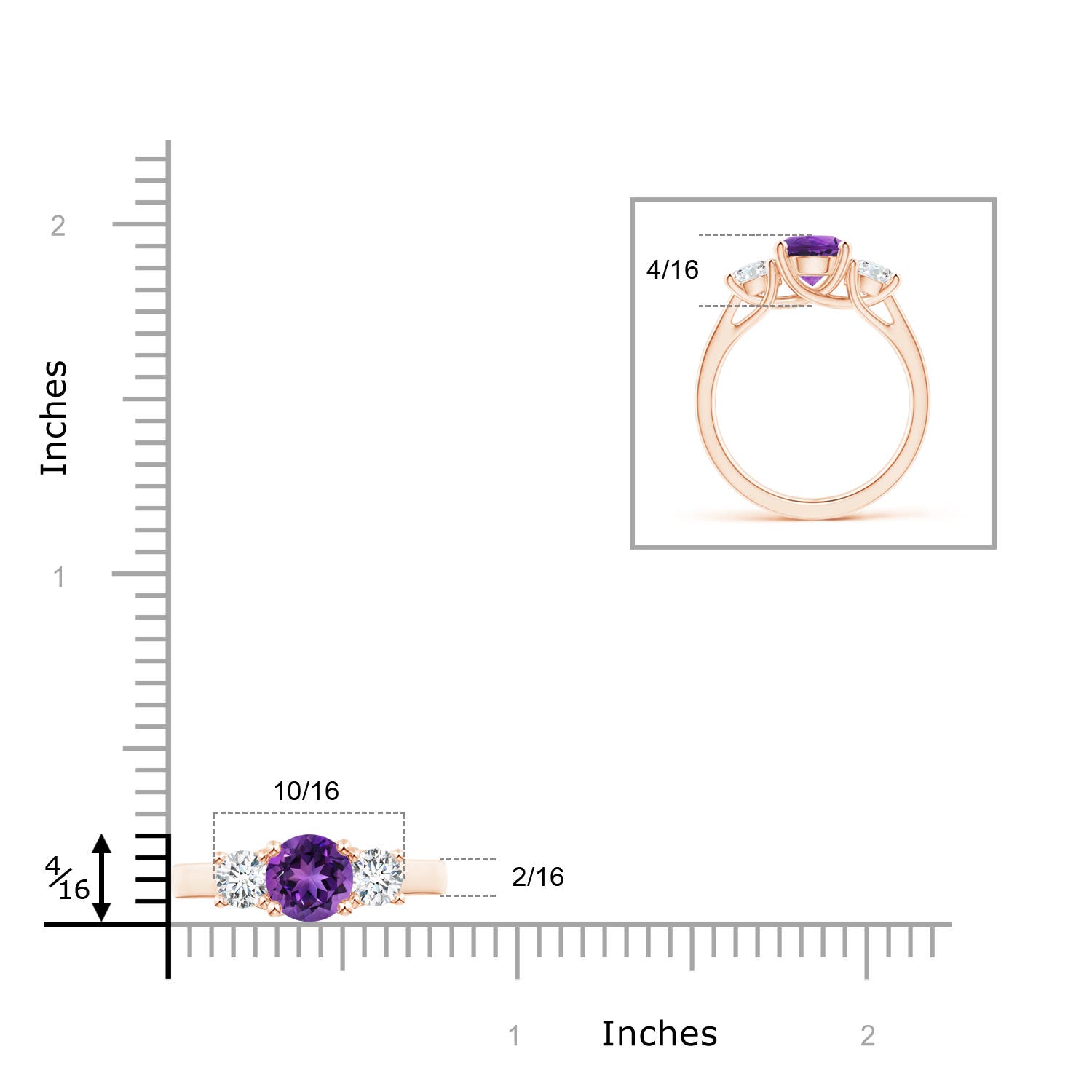 AAAA - Amethyst / 1.85 CT / 14 KT Rose Gold