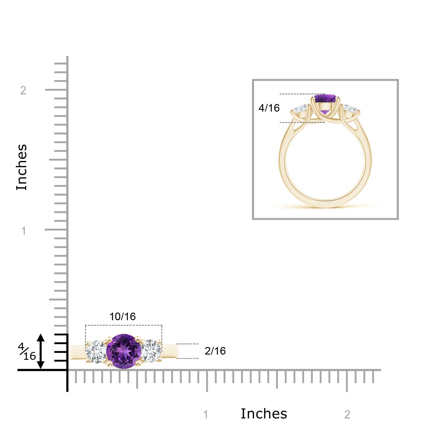 AAAA - Amethyst / 1.85 CT / 14 KT Yellow Gold