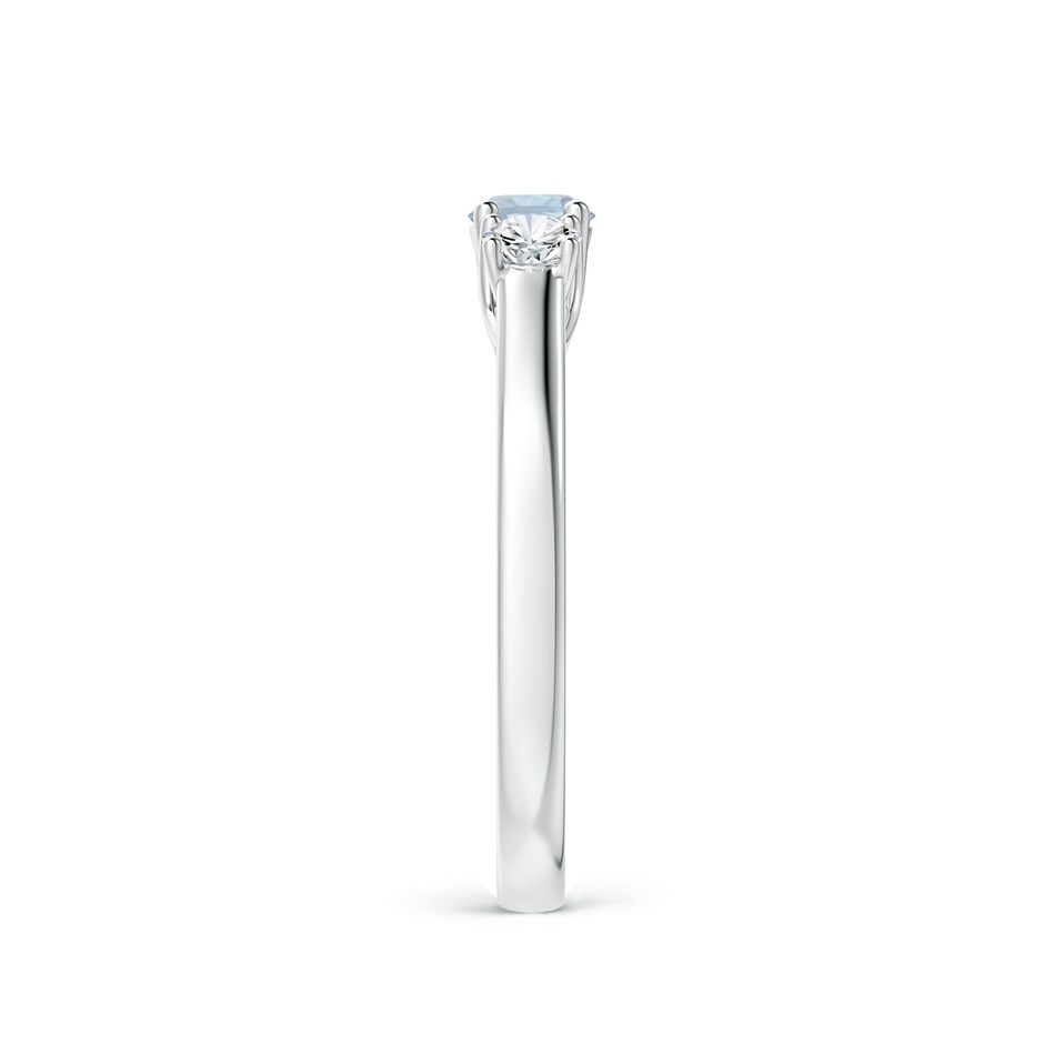 4mm A Classic Round Aquamarine and Diamond Three Stone Ring in White Gold side-2