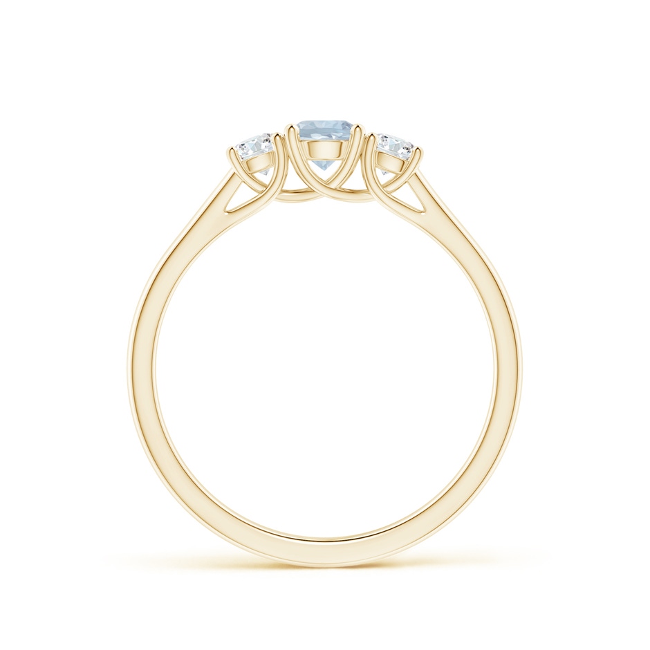 4mm A Classic Round Aquamarine and Diamond Three Stone Ring in Yellow Gold side-1