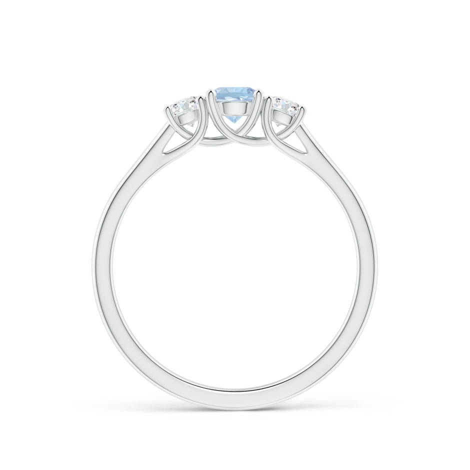 4mm AA Classic Round Aquamarine and Diamond Three Stone Ring in White Gold side-1