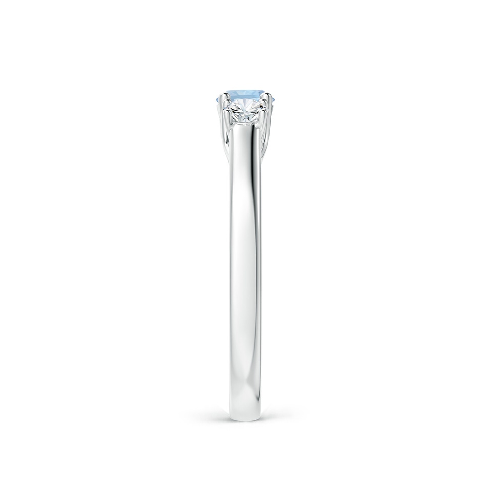 4mm AA Classic Round Aquamarine and Diamond Three Stone Ring in White Gold side-2
