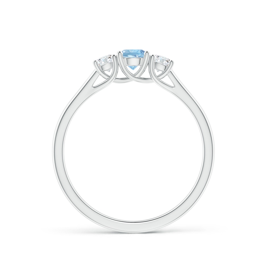 4mm AAA Classic Round Aquamarine and Diamond Three Stone Ring in P950 Platinum side-1