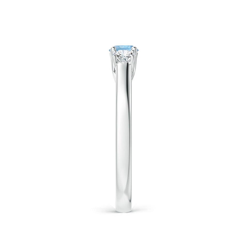 4mm AAA Classic Round Aquamarine and Diamond Three Stone Ring in P950 Platinum side-2