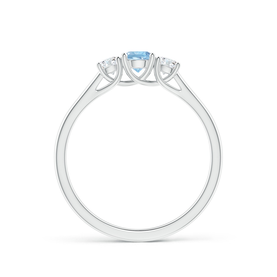 4mm AAA Classic Round Aquamarine and Diamond Three Stone Ring in White Gold side-1