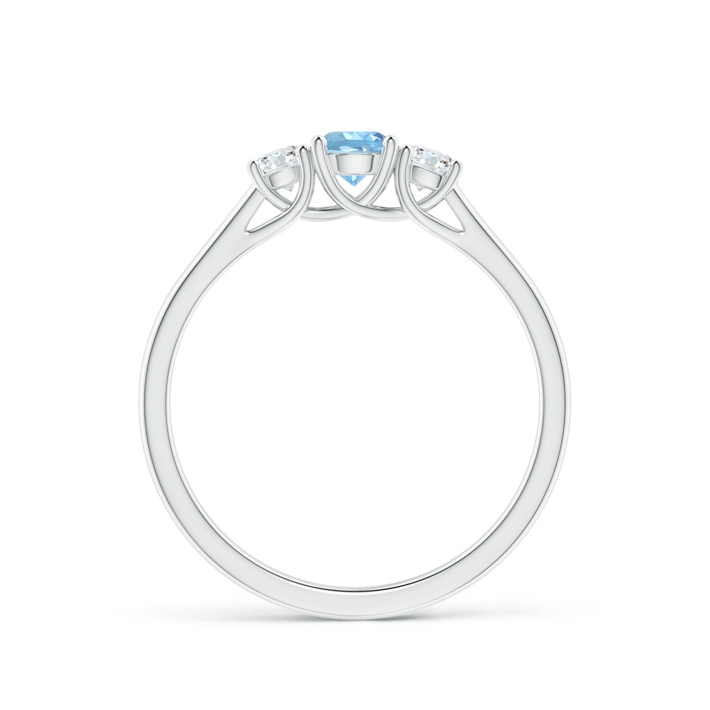 4mm AAAA Classic Round Aquamarine and Diamond Three Stone Ring in White Gold - side_1