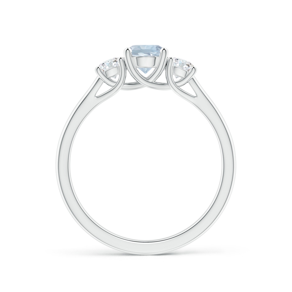 5mm A Classic Round Aquamarine and Diamond Three Stone Ring in White Gold side-1